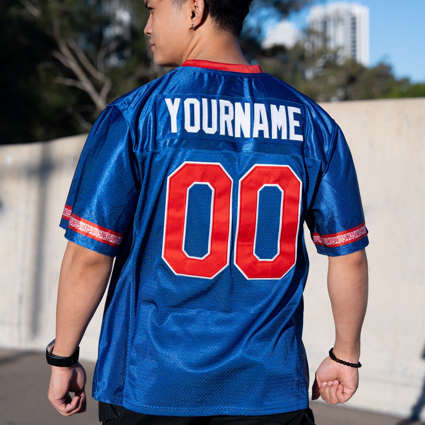 Cambodia Heritage Custom Blue Football Jersey Customized Model