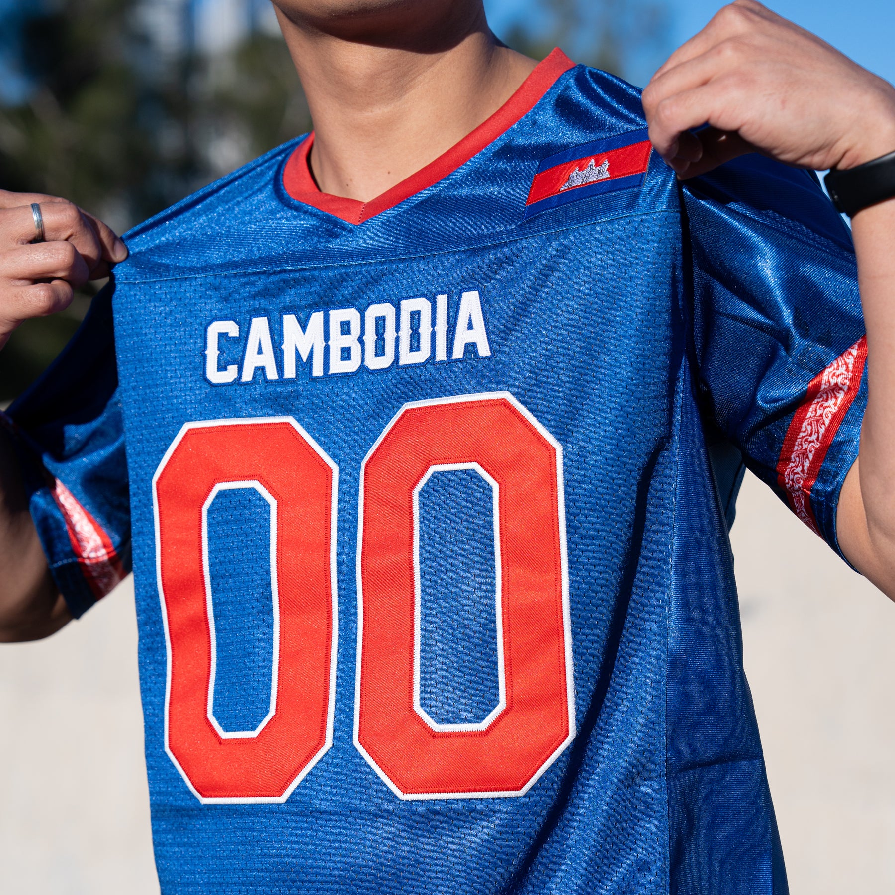Cambodia Heritage Custom Blue Football Jersey Model