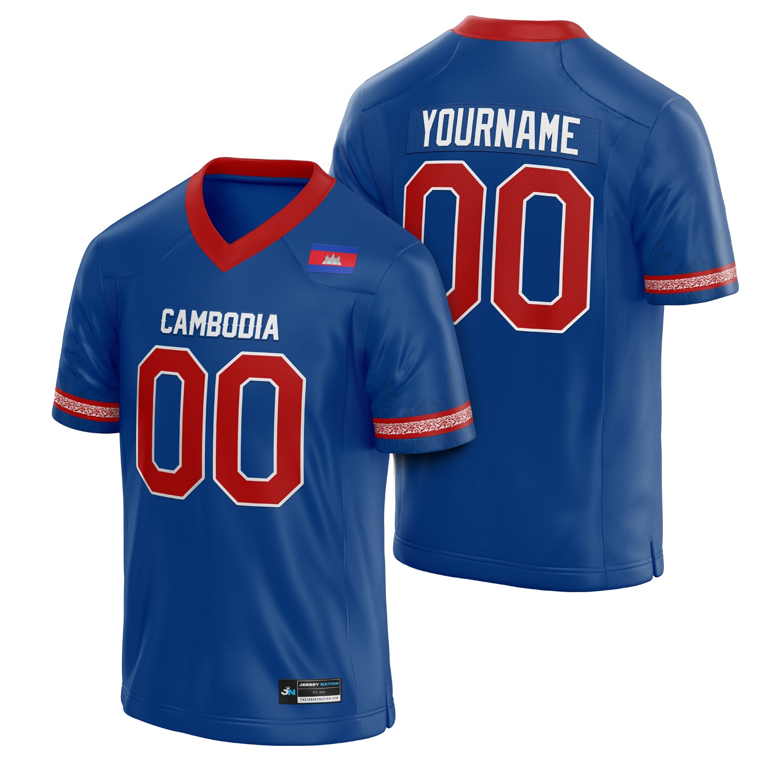 Cambodia Heritage Custom Football Jersey Blue