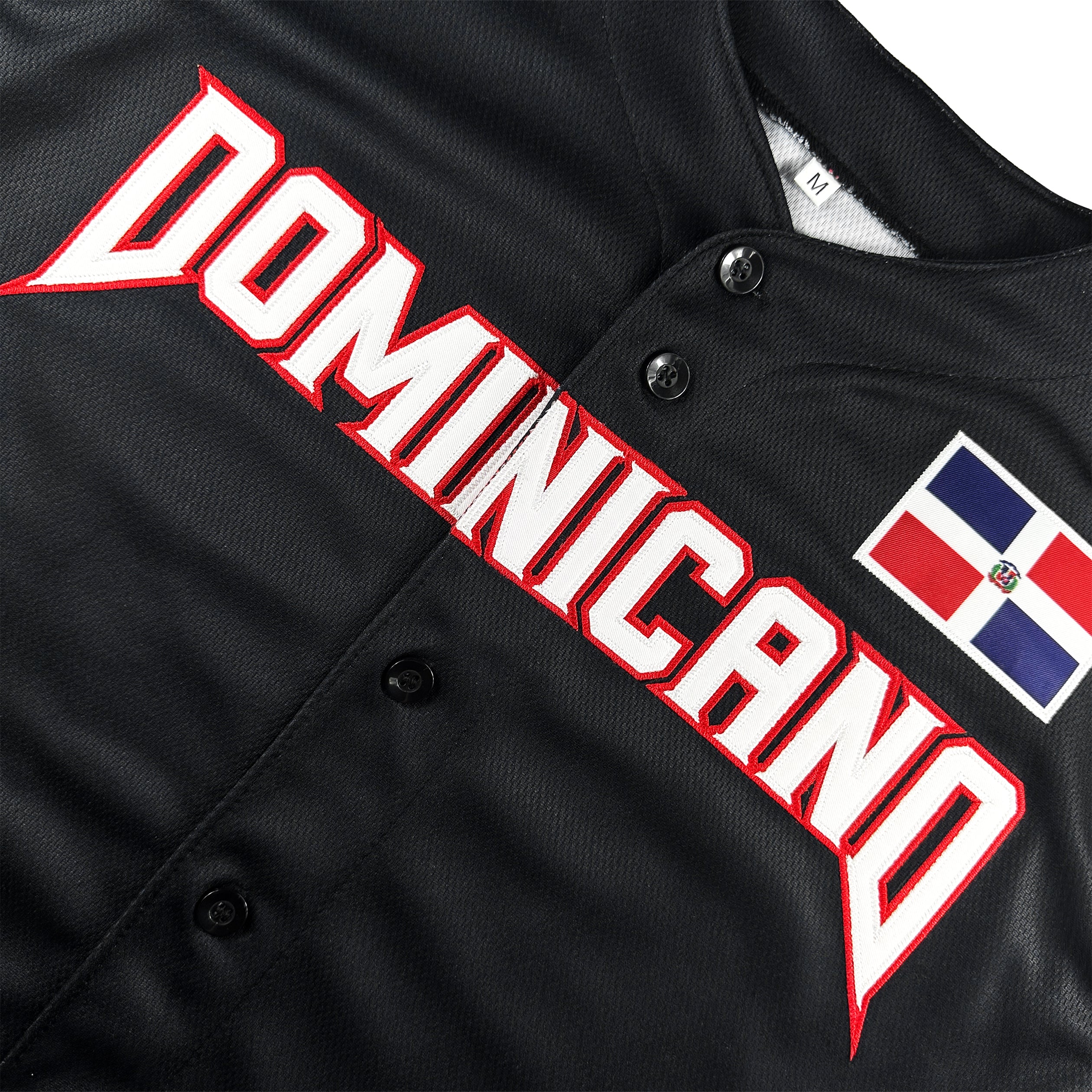 Dominican Republic Black Heritage Custom Baseball Jersey Stitched Closeup