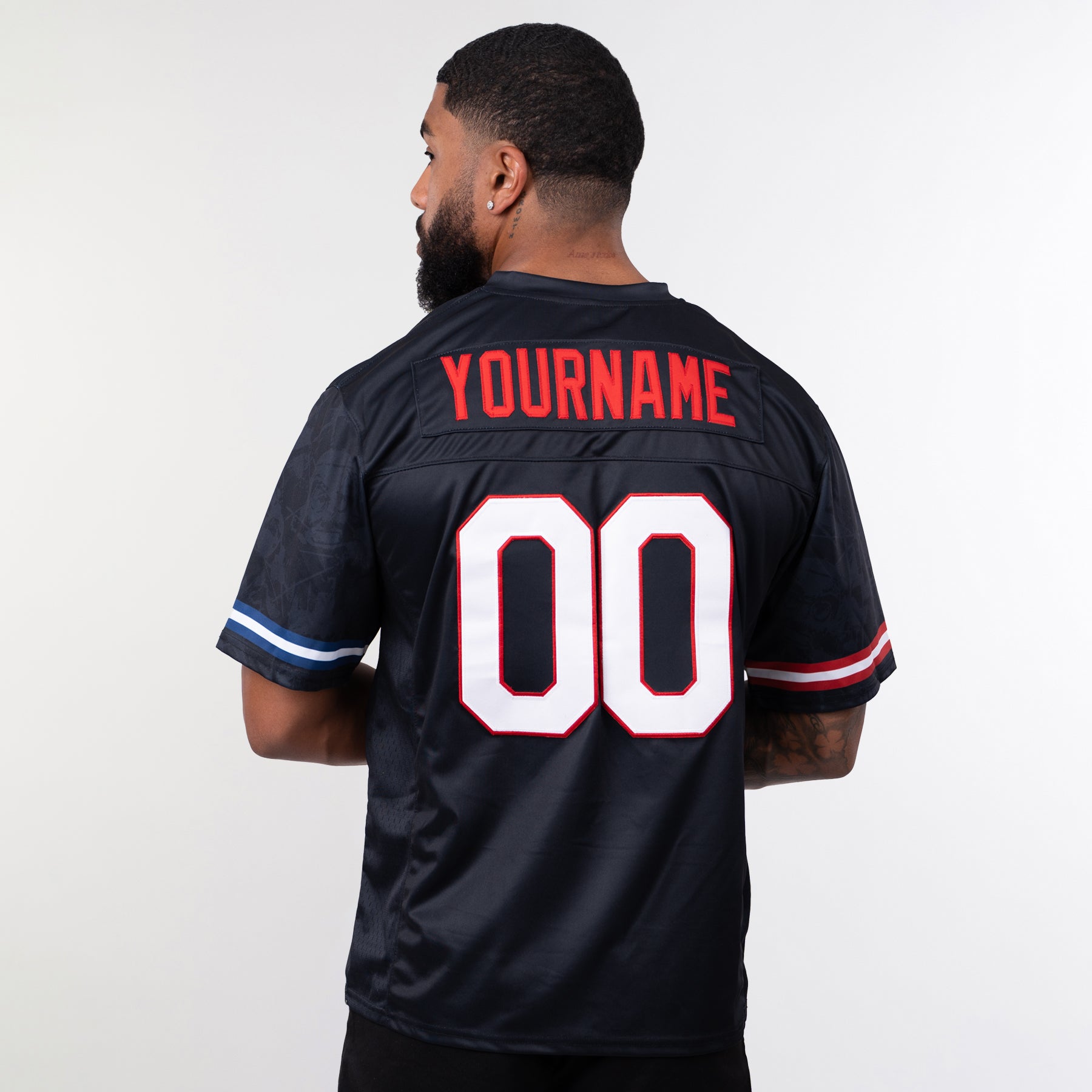 Dominican Republic Heritage Custom Black Football Jersey Model Back Customized