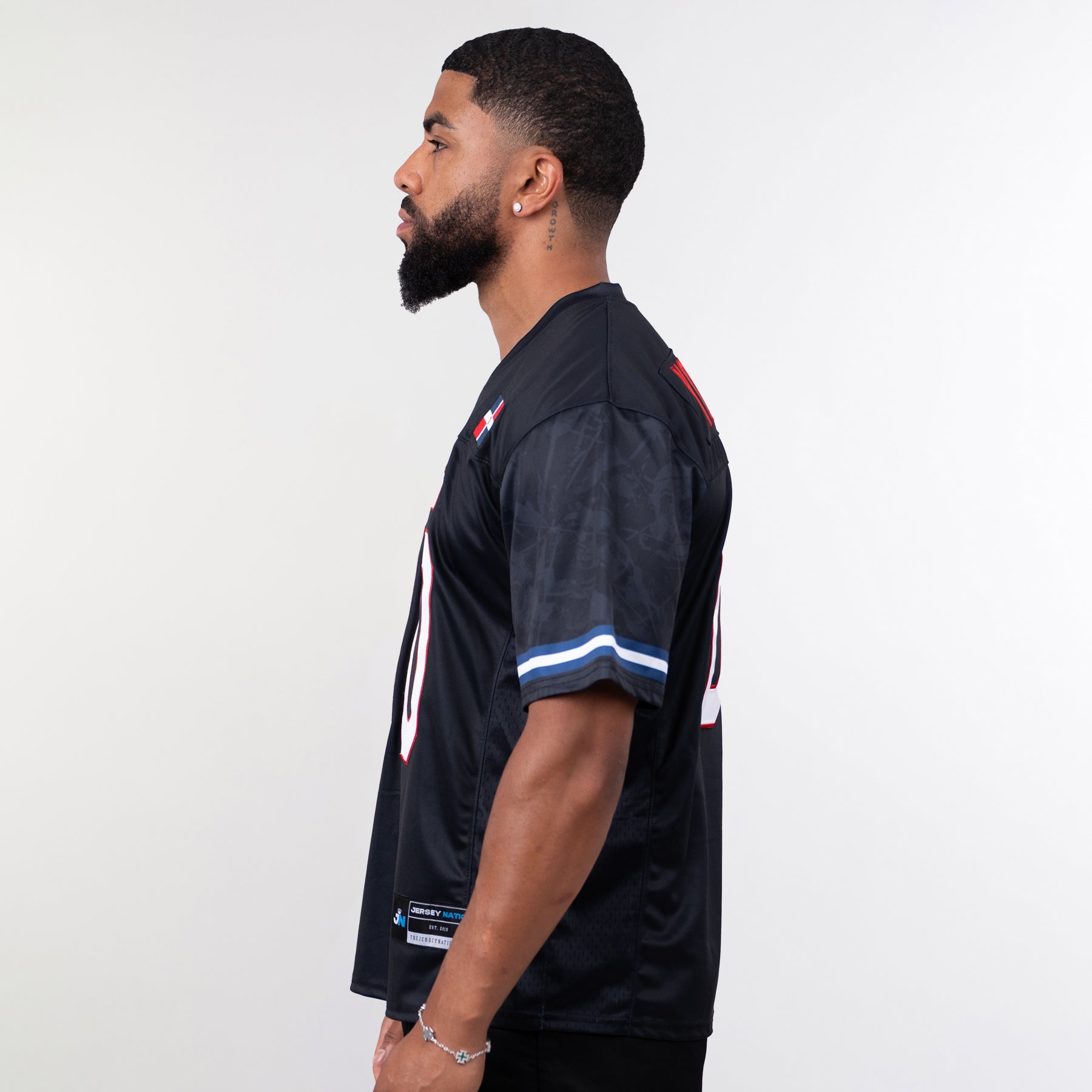 Dominican Republic Heritage Custom Black Football Jersey Model Side