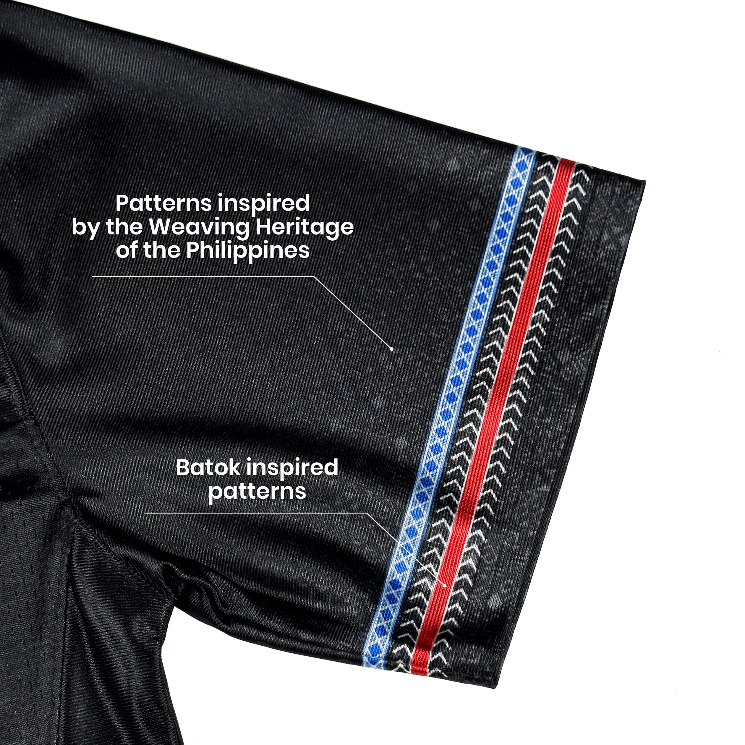 Philippines Heritage Black Custom American Football Jersey Closeup Sleeves