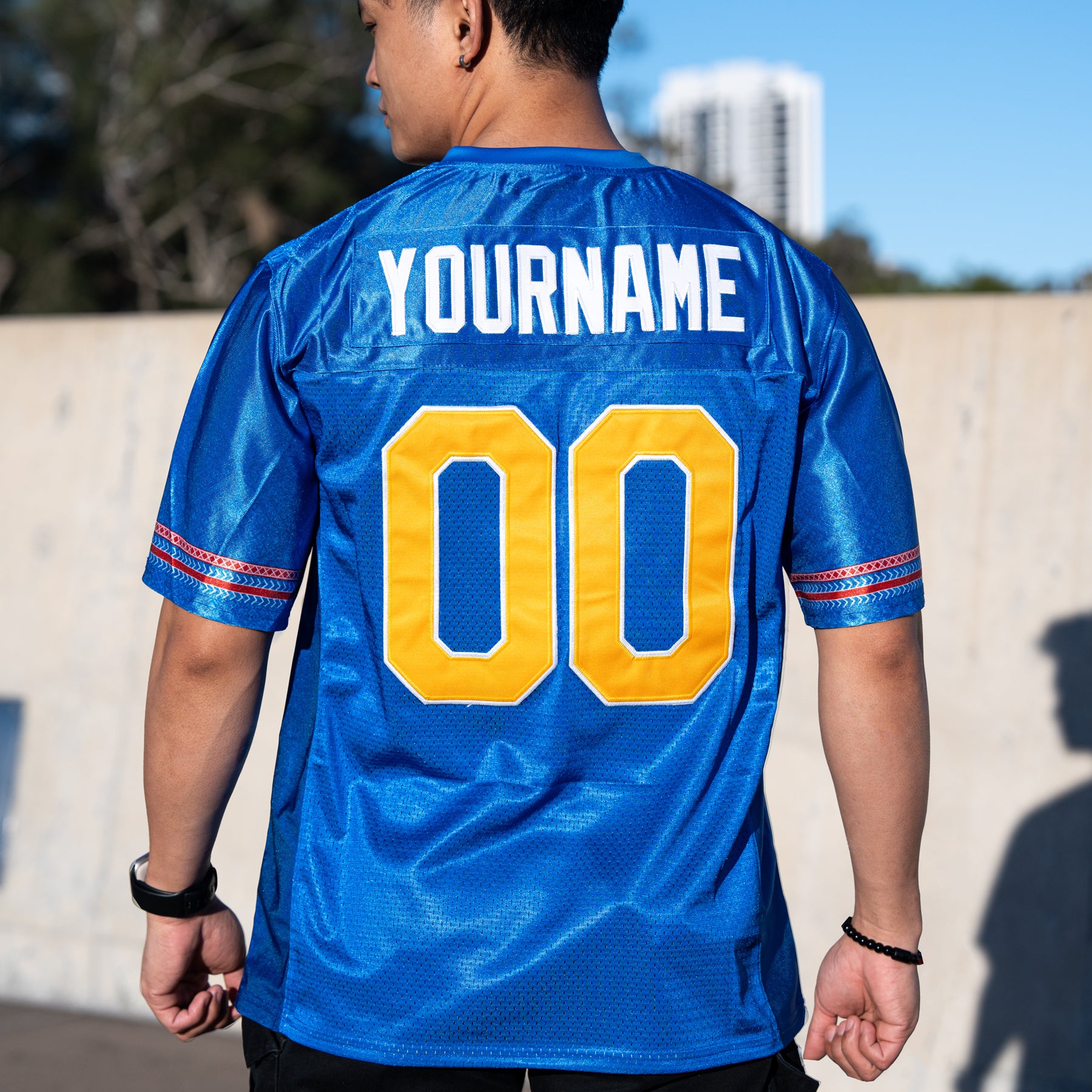Philippines Heritage Blue Custom American Football Jersey Customize