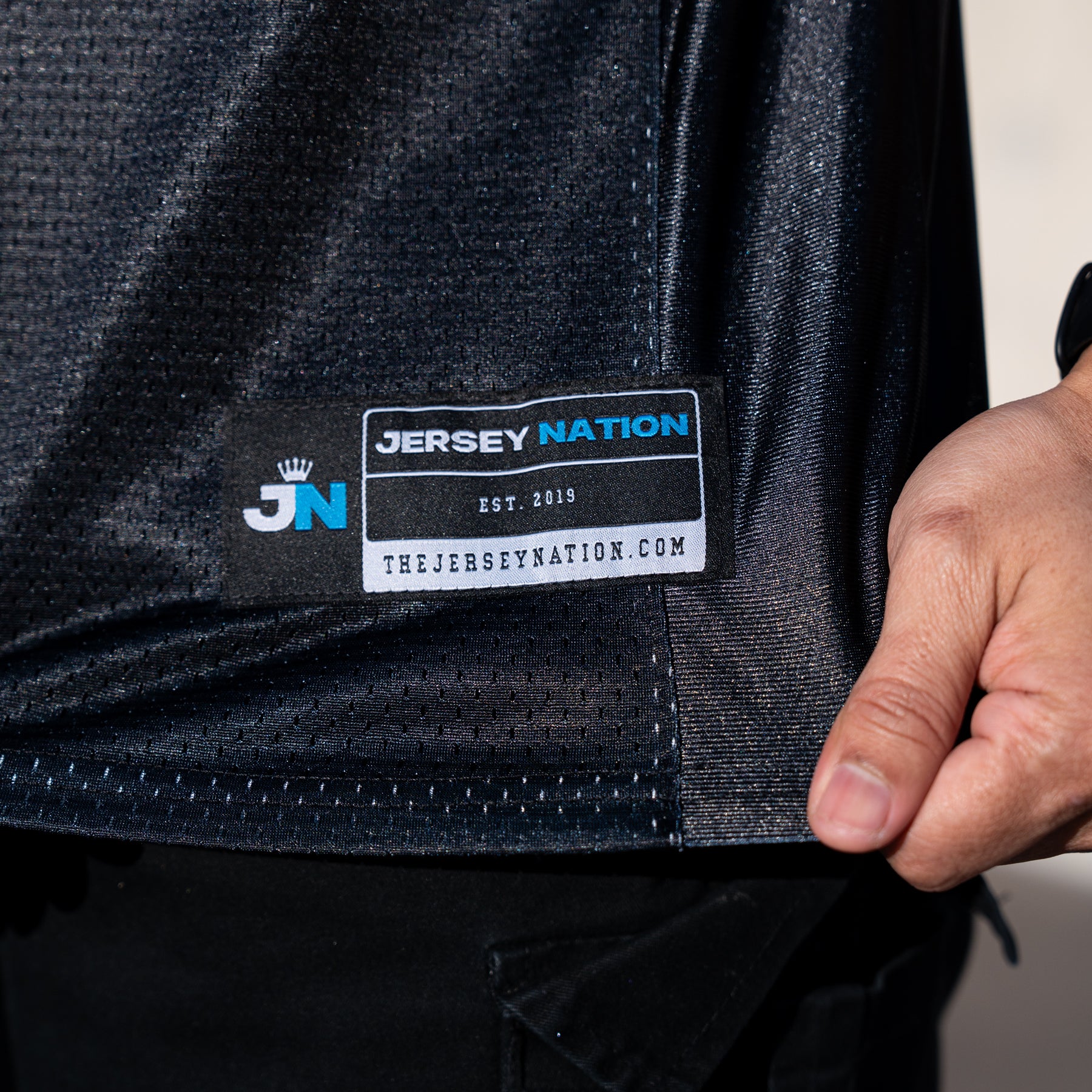 Philippines Heritage Custom Black American Football Jersey Closeup Stitched