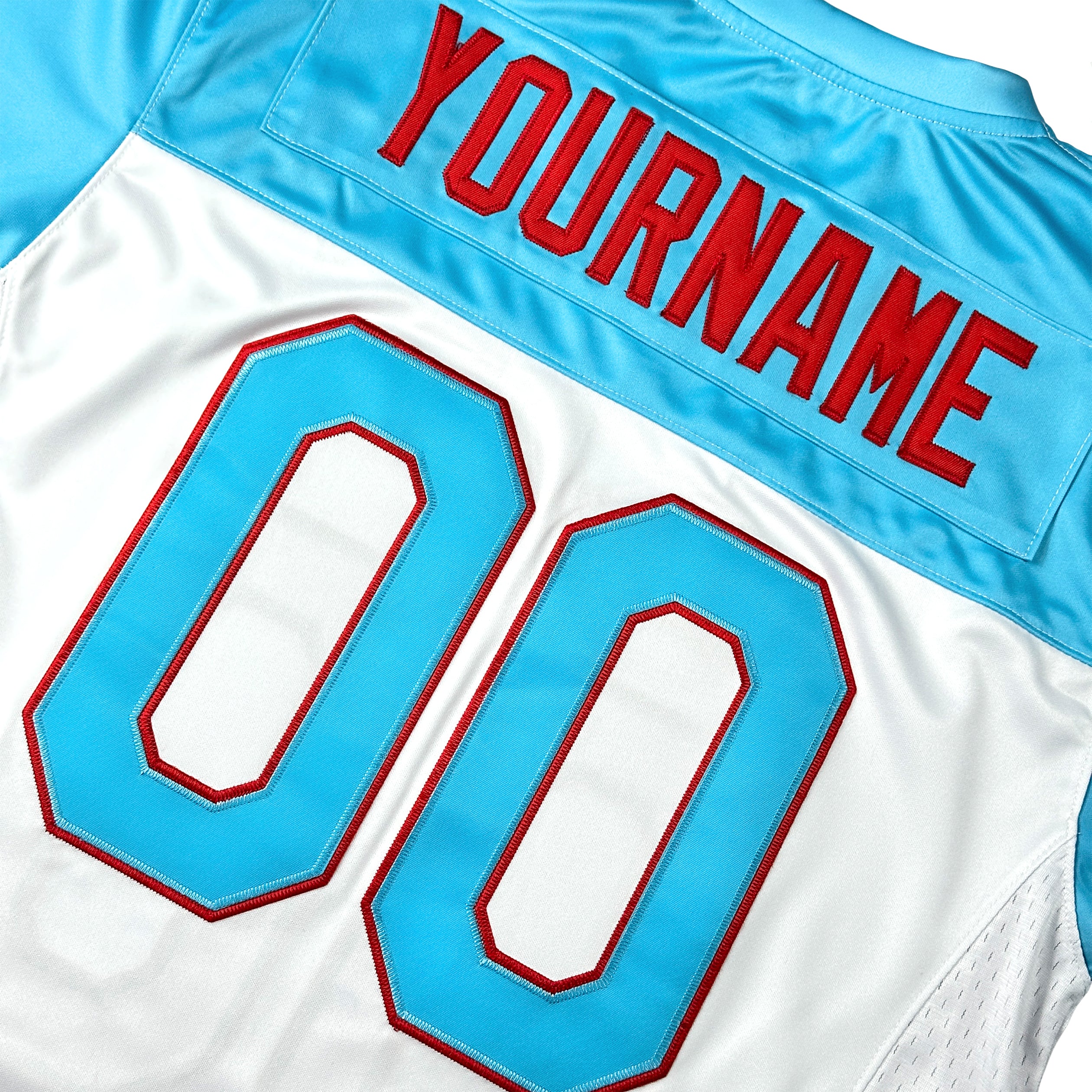 Puerto Rico Borinquen Heritage Azul Celeste Custom American Football Jersey Embroidered Back Customized Your Name and Number
