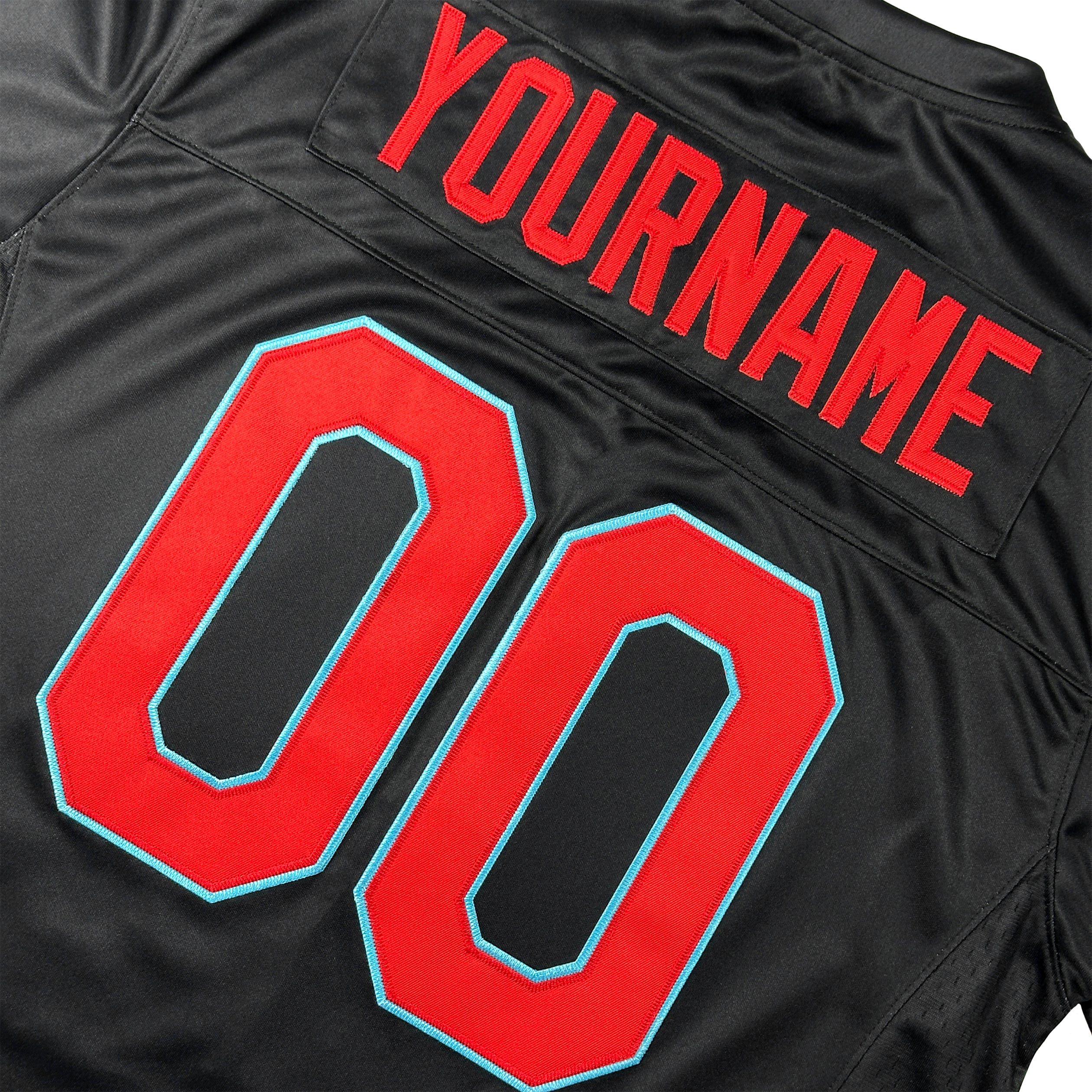 Puerto Rico Borinquen Heritage Black Azul Celeste Custom American Football Jersey Embroidered Back Customized Your Name and Number