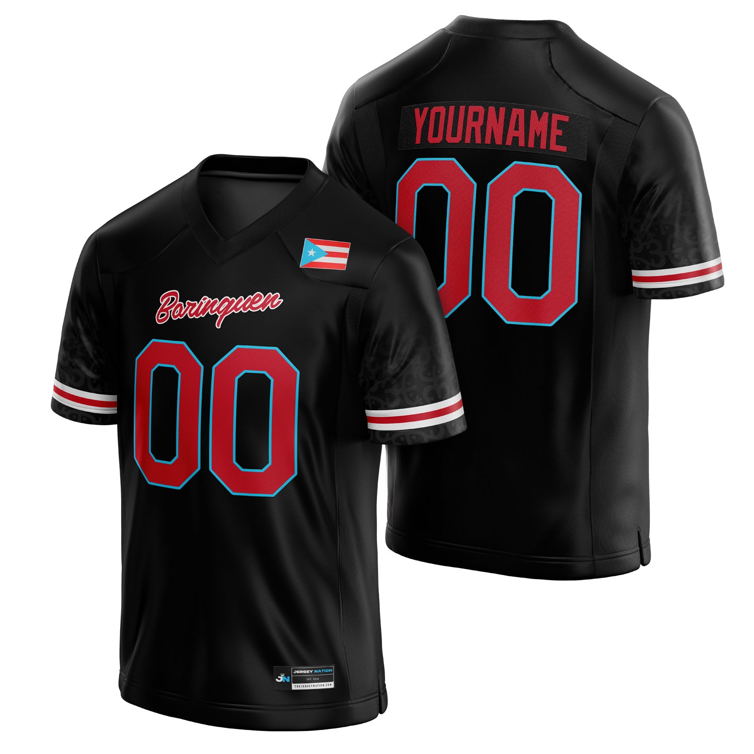 Puerto Rico Heritage Custom American Football Jersey Black