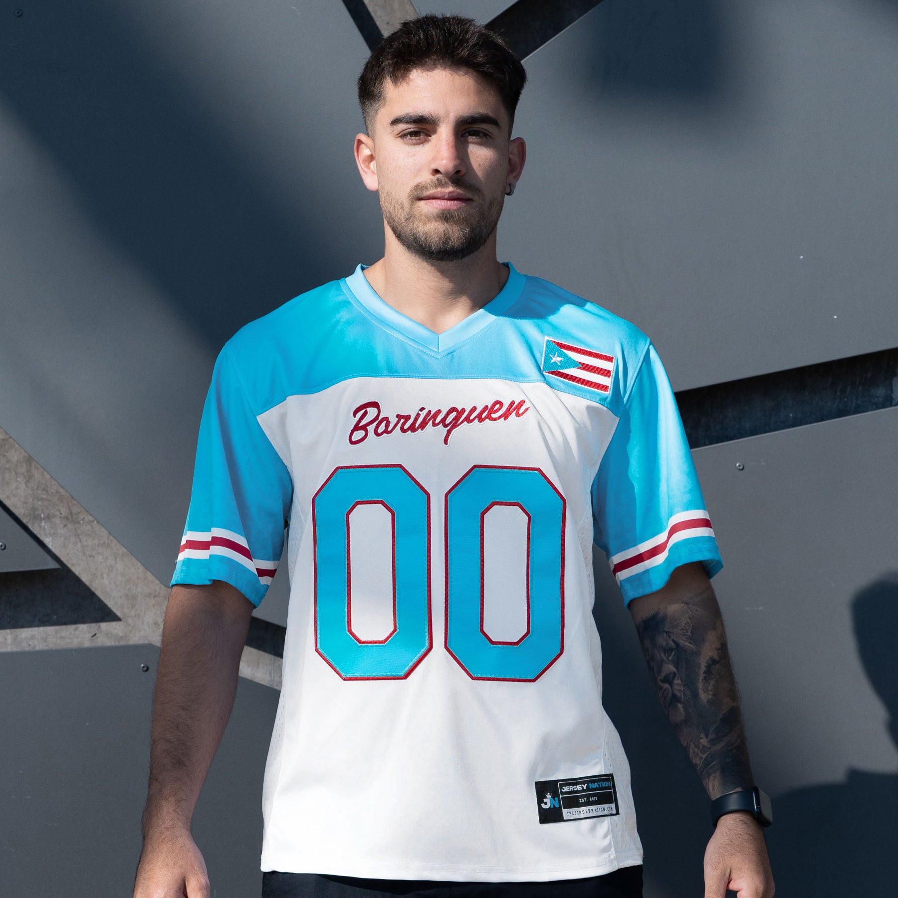 Puerto Rico White Azul Celeste Heritage Custom American Football Jersey