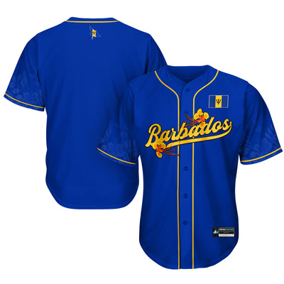 Barbados 'Flower Fence' Blue Baseball Jersey
