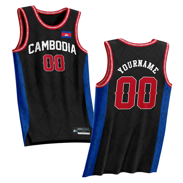 Cambodia Black Custom Basketball Jersey
