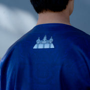 Cambodia 'Angkor Wat' Blue Baseball Jersey Custom Model Closeups Back
