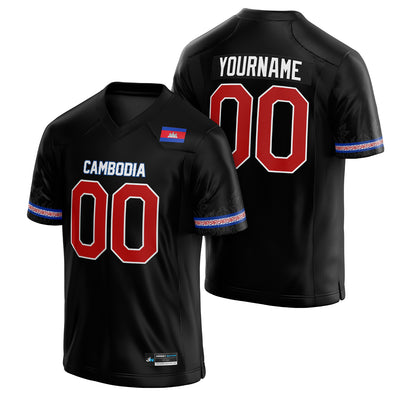 Cambodia Heritage Custom American Football Jersey Black
