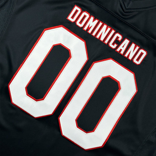 Dominican Republic Heritage Black Custom American Football Jersey Embroidered Closeup