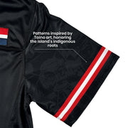 Dominican Republic Heritage Black Custom American Football Jersey Embroidered Sleeves Taino Details