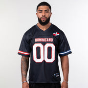 Dominican Republic Heritage Custom Black Football Jersey Model Front