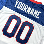 Dominican Republic Heritage White and Blue  Custom American Football Jersey Embroidered Back Customized Your Name and Number