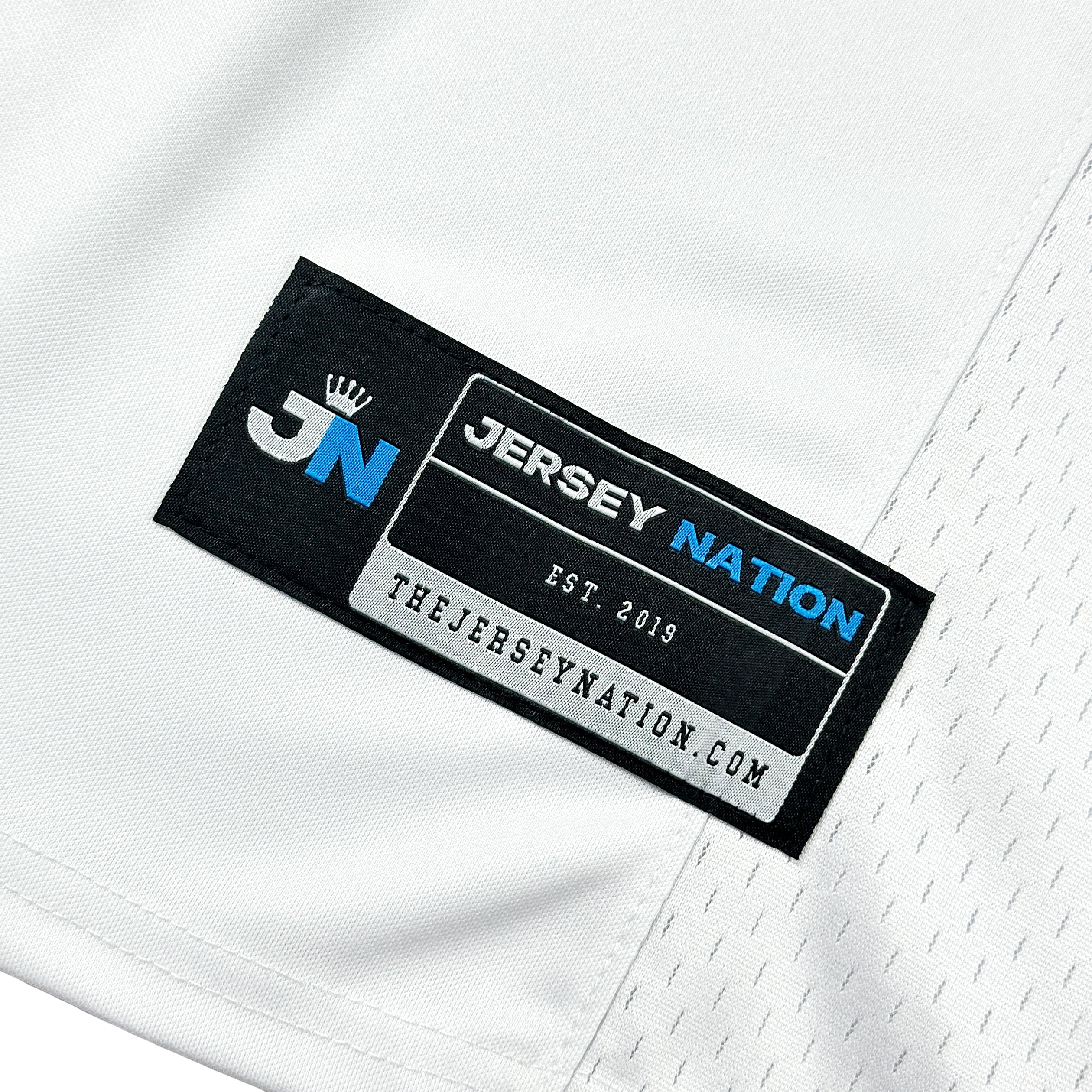 Dominican Republic Heritage White and Blue Custom American Football Jersey Embroidered Closeups