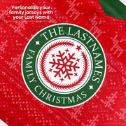 Family Christmas Custom Hockey Jersey Sweater  Personalized Red Closeup