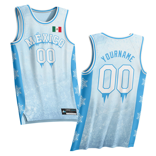 Mexico Christmas Custom Basketball Jersey Icy Blue