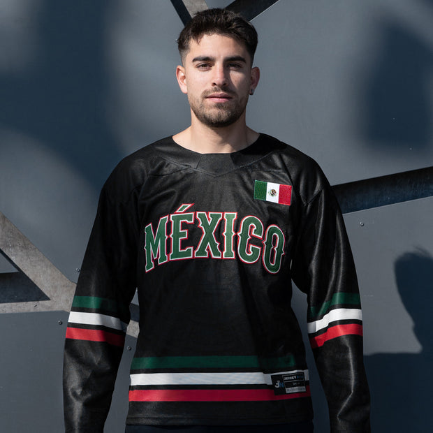 Mexico Heritage Black Custom Hockey Jersey Model Styling