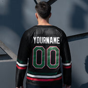 Mexico Heritage Black Custom Hockey Jersey Model Styling Back Customized