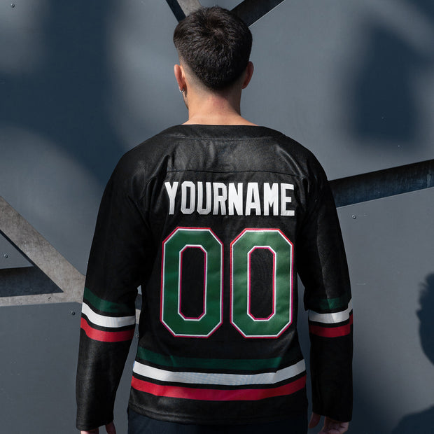 Mexico Heritage Black Custom Hockey Jersey Model Styling Back Customized