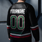 Mexico Heritage Black Custom Hockey Jersey Model Styling Back Customized Closeup