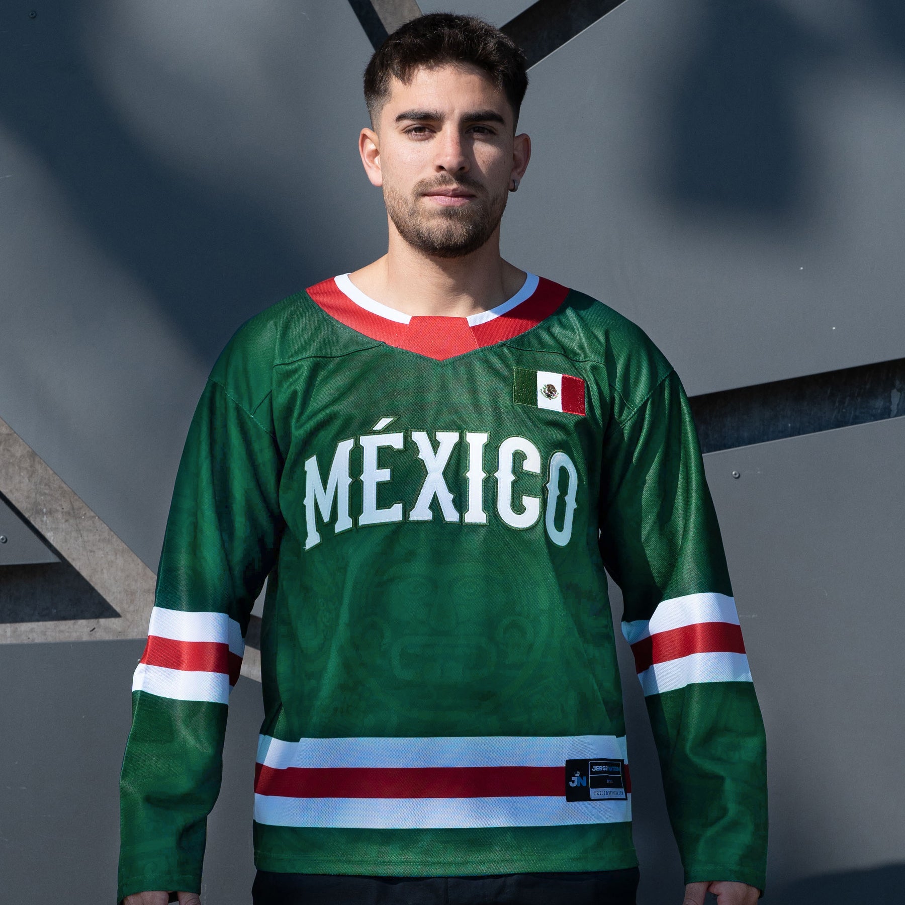 Mexico Heritage Green Custom Hockey Jersey Model Styling Front