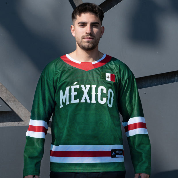 Mexico Heritage Green Custom Hockey Jersey Model Styling Front