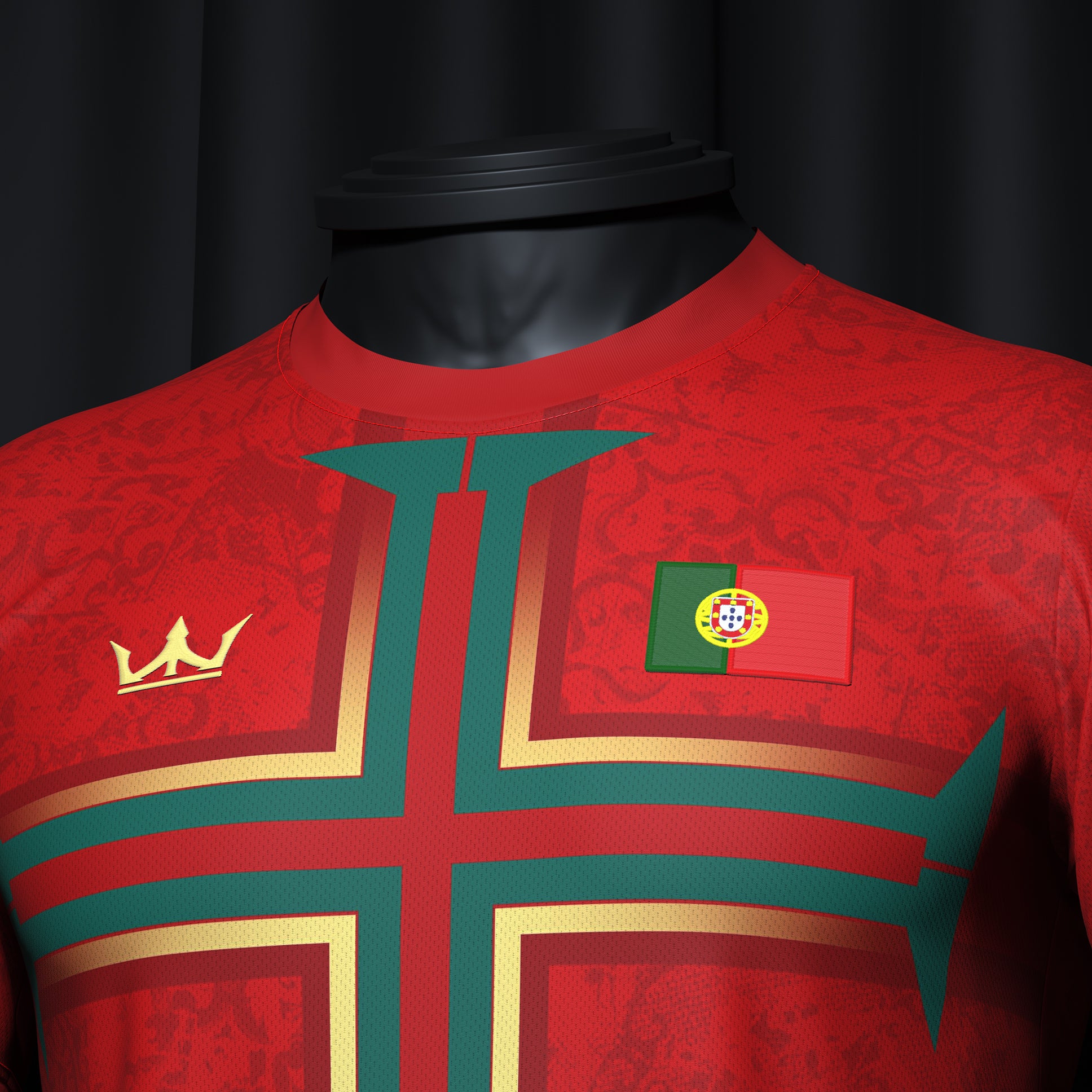 Portugal Heritage Custom Football Jersey Model  Closeup