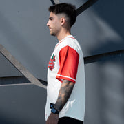 Puerto Rico 'Flor de Maga' Borinquen Custom White Baseball Jersey Model Side