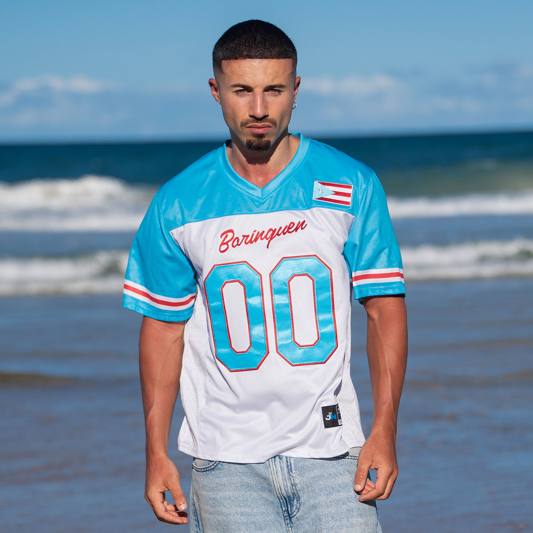 Puerto Rico Heritage Custom Football Jersey Lifestyle Photo