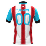 Puerto Rico Heritage Custom Football Jersey Soccer Azul Celeste Back