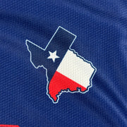 Texas Lone Star Heritage Black Custom Baseball Jersey Blue Closeup