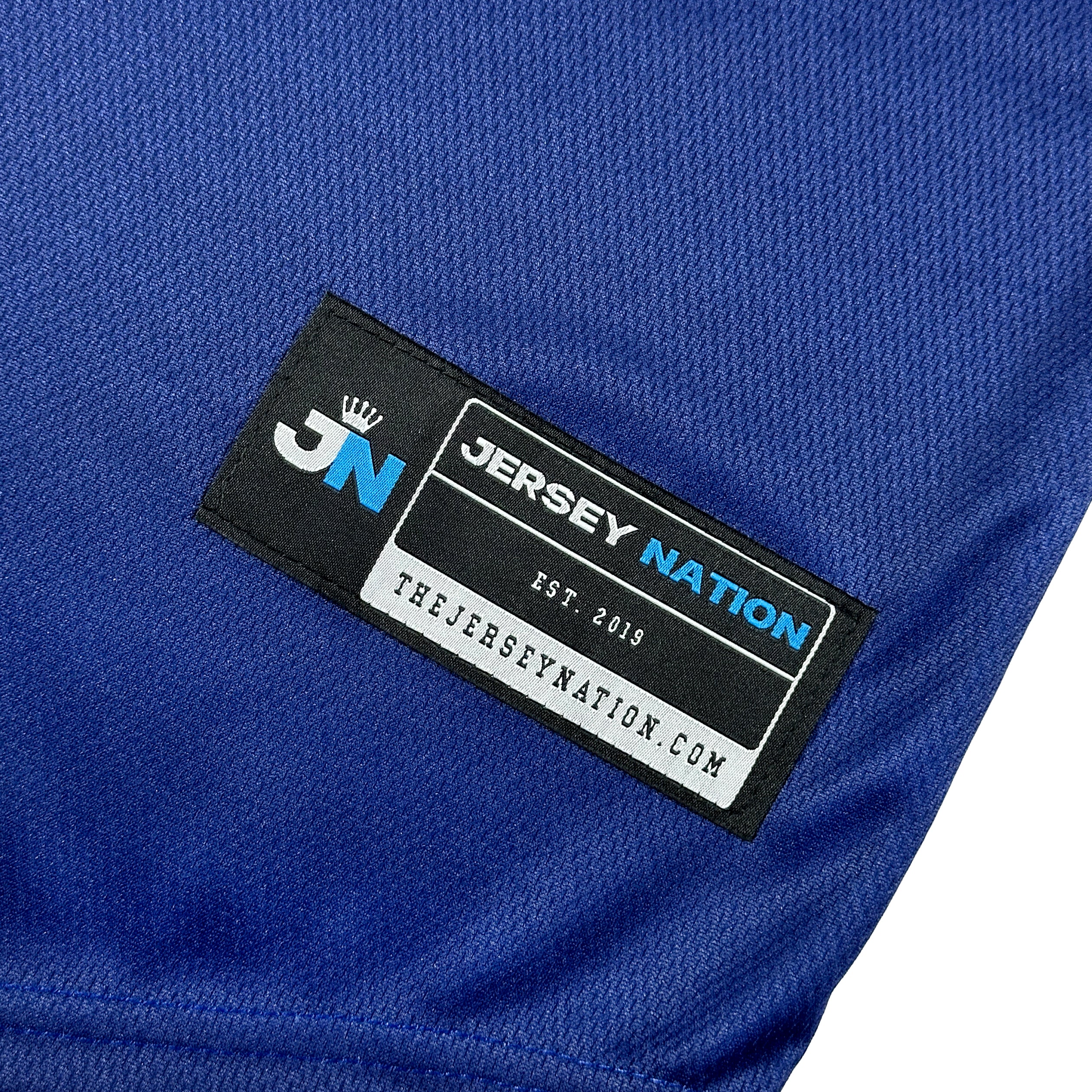 Texas Lone Star Heritage Black Custom Baseball Jersey Blue Closeup Sublimated