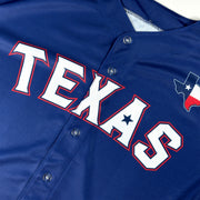 Texas Lone Star Heritage Black Custom Baseball Jersey Blue Closeups