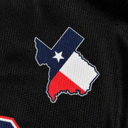 Texas Lone Star Heritage Black Custom Baseball Jersey Flag Closeup
