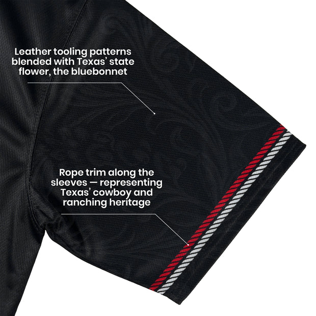Texas Lone Star Heritage Black Custom Baseball Jersey Sleeves 
