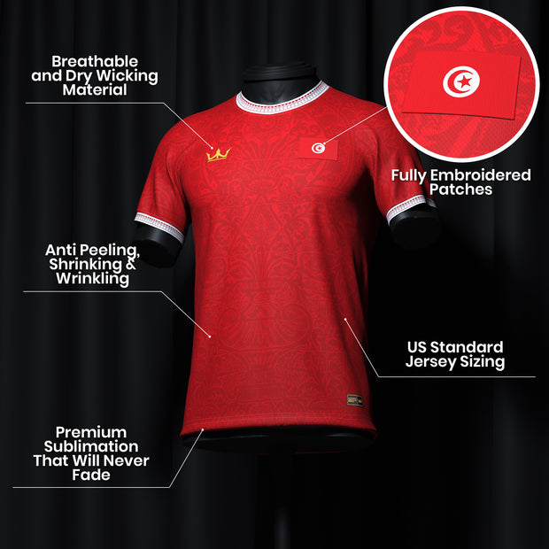 Tunisia Heritage Custom Football Jersey Closeup Details