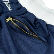 USA Navy Blue Heritage Basketball Shorts Embroidered Closeup Back Pockets