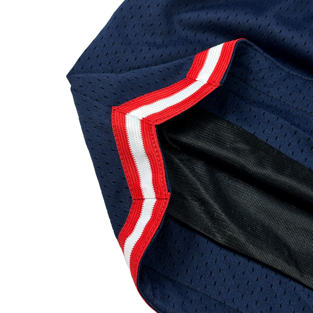 USA Navy Blue Heritage Basketball Shorts Embroidered Closeups