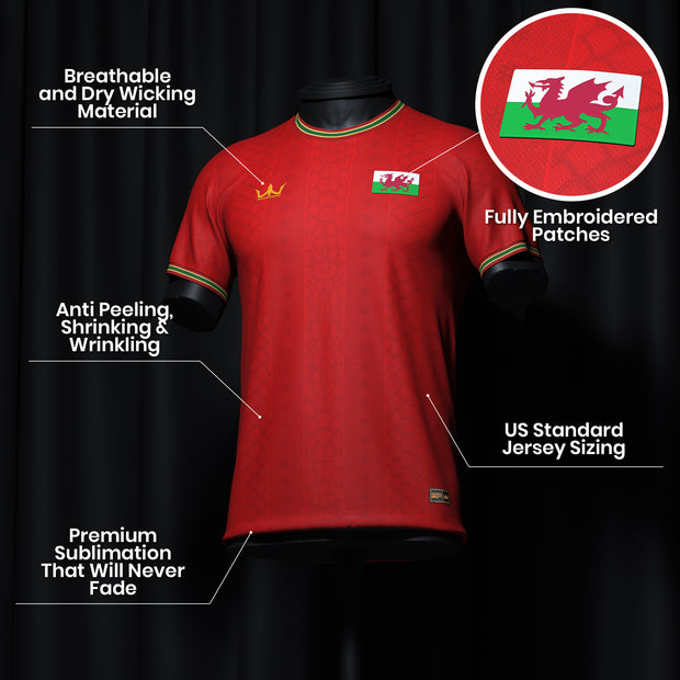 Wales Heritage Custom Football Jersey Closeup Details