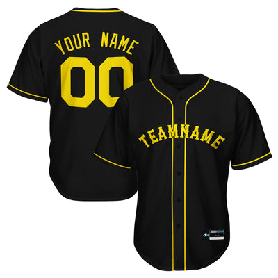 Black-Yellow Custom Baseball Jersey