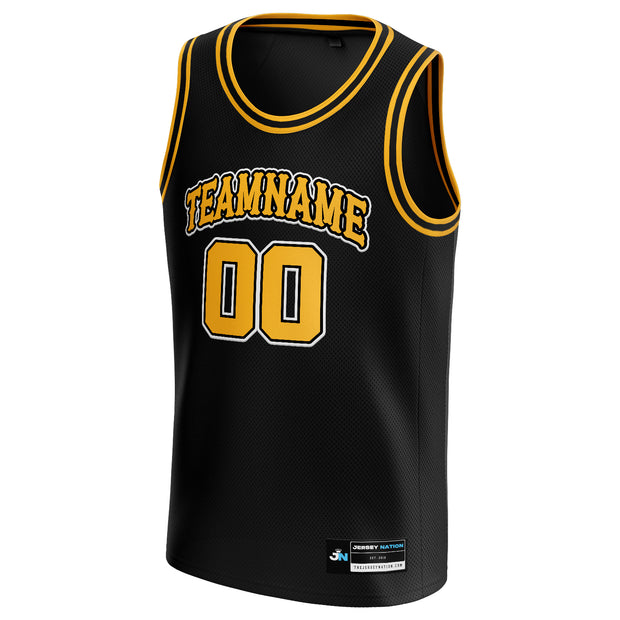 Black-Yellow Custom Basketball Jersey