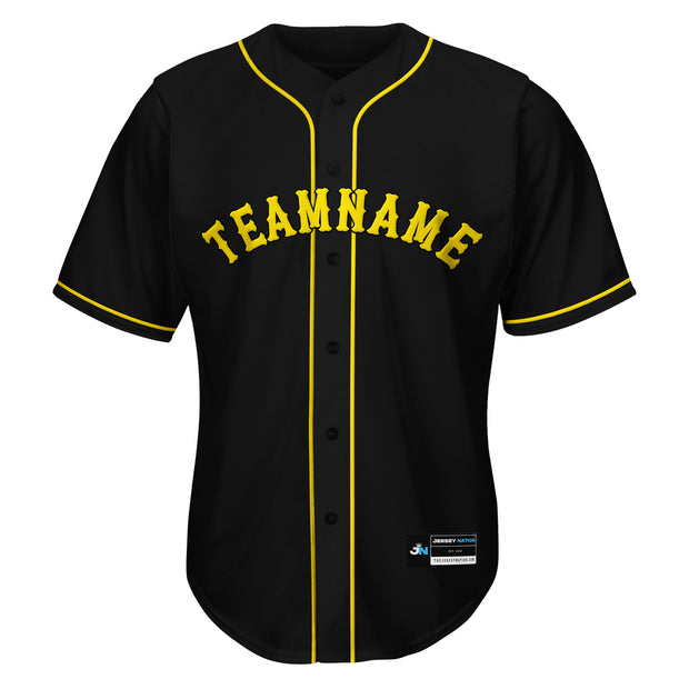 Black-Yellow Custom Baseball Jersey