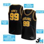 Black-Yellow Custom Basketball Jersey