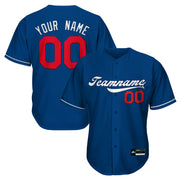 Blue White-Red Custom Baseball Jersey