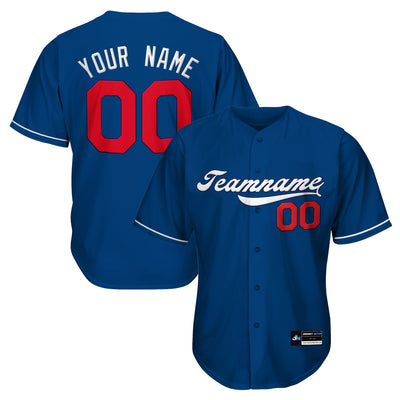Blue White-Red Custom Baseball Jersey