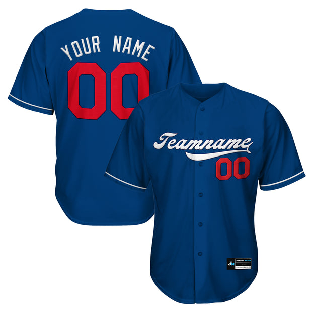 Blue White-Red Custom Baseball Jersey